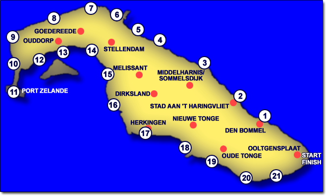 Afbeelding van de controleposten van de 20e omloop van Goeree-Overflakkee